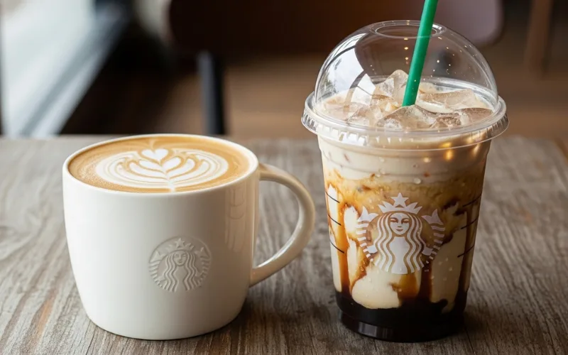 espresso-based Starbuck drink including Flat White, Iced Brown Sugar Oatmilk Shaken Espresso.