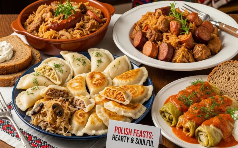 Introduce the most famous Polish main dishes and explain why they are hearty, filling.
