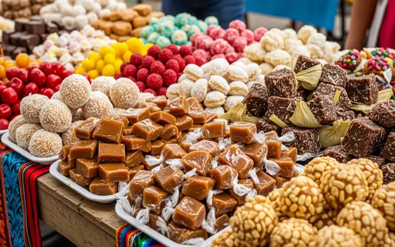 Assorted Nicaraguan sweets including cajeta de coco coconut candy, cajeta de leche caramel candy