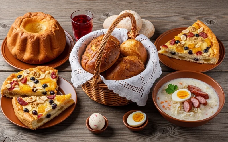 Explain traditional Polish Easter foods and the custom of blessing Easter baskets.