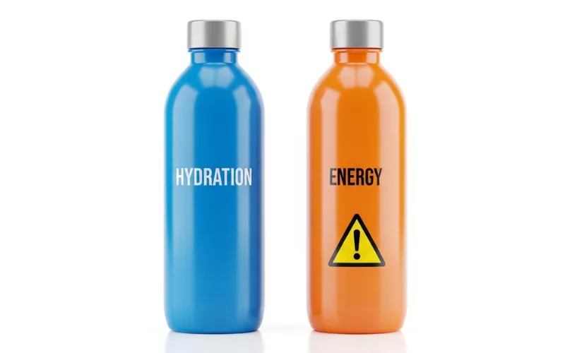 Two similar drink bottles side by side