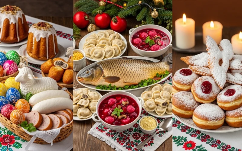 Explain how traditional foods are connected to major Polish holidays like Christmas, Easter, and Fat Thursday.