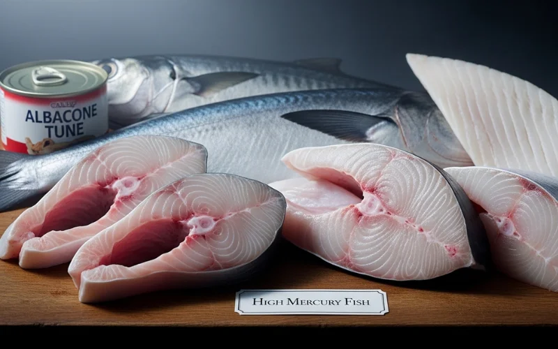 High mercury fish like shark and swordfish highlighted