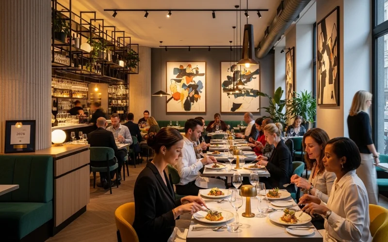 Modern trendy restaurant interior with stylish plating