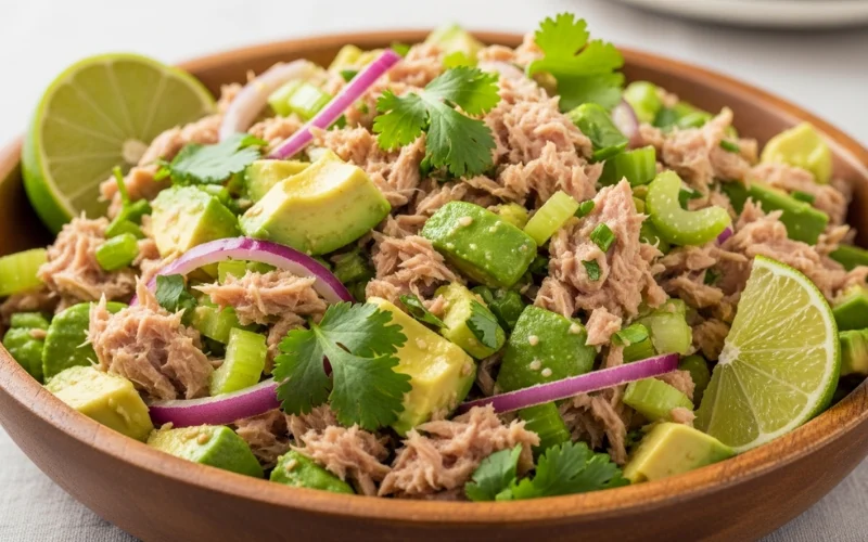 Tuna salad with avocado and lime