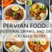 Peruvian food collage with ceviche, lomo saltado, colorful ingredients, vibrant street food.